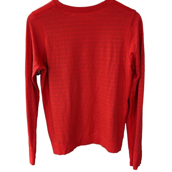 Lululemon Breeze By Long Sleeve Top Siren Red/Orange Open Hole Size 10? 12?? - Picture 7 of 8